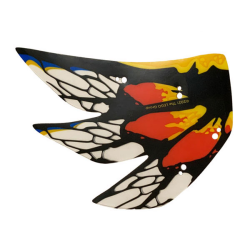 Plastic Part for Set 75574 - Wing Dragon Toruk Left Wingtip with Black Veins and Red, Bright Light Orange, Yellow, and Blue Trim Pattern