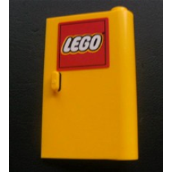 Door 1 x 3 x 4 Right - Open Between Top and Bottom Hinge with Lego Logo Pattern (Sticker) - Set 3221