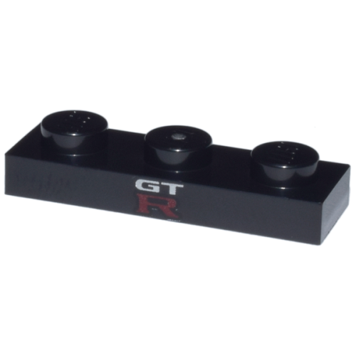 Деталь LEGO 3623pb024 Plate 1 x 3 with White 'GT' and Red Capital Letter R Pattern
