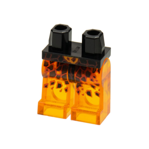 Деталь LEGO 970c98pb01 Hips and Trans-Orange Legs with Red Rimmed Black Lava Stone Spots Pattern