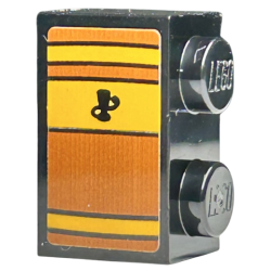 Brick 1 x 2 with Book Spine, Bright Light Orange and Orange Stripes, Black Lines and Goblet Pattern (Sticker) - Set 76411