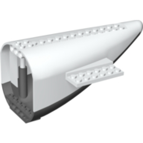 Деталь LEGO 54701c02 Aircraft Fuselage Aft Section Curved with Fixed Dark Bluish Gray Base and White Hard Rubber Tip - White