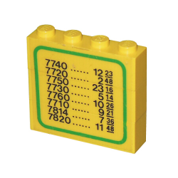 Stickered Assembly 4 x 1 x 3 with Train Schedule Pattern on Both Sides (Stickers) - Sets 7740 / 7822 - 3 Brick 1 x 4