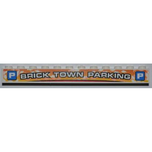 Деталь LEGO 6112pb009 Brick 1 x 12 with 'BRICK TOWN PARKING' and 2 Parking Signs Pattern (Sticker) - Set 8186