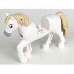 Horse, Friends Style with 2 x 2 Cutout and Movable Neck with Fixed Flexible Rubber Tan Tail and Mane with Dark Tan Eyes and Eyebrows, Light Bluish Gray Muzzle Pattern