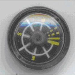 Minifigure, Utensil Compass with Fixed Trans-Clear Top and Black Disc with White and Yellow Lines Pattern