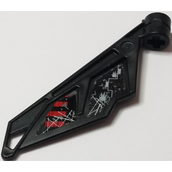 Bionicle Wing Small / Tail with Axle Hole with Red and Black Striped Panel and Scratched Panel with Gray Holes Pattern Model Right Side (Stickers) - Set 5972 Bionicle Wing Small / Tail with Axle Hole with Red and Black Striped Panel and Scratched Panel with Gray Holes Pattern Model Right Side (Stickers) - Set 5972
