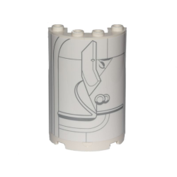 Cylinder Half 2 x 4 x 5 with 1 x 2 Cutout with SW Cloud City Gray Lines Wall Ornament Pattern (Sticker) - Set 75222