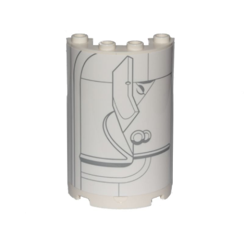 Деталь LEGO 85941pb012 Cylinder Half 2 x 4 x 5 with 1 x 2 Cutout with SW Cloud City Gray Lines Wall Ornament Pattern (Sticker) - Set 75222