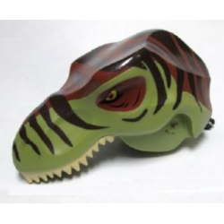 Dinosaur Head Tyrannosaurus rex with Reddish Brown Top and Black Pin with Tan Teeth and Dark Brown Stripes Pattern Dinosaur Head Tyrannosaurus rex with Reddish Brown Top and Black Pin with Tan Teeth and Dark Brown Stripes Pattern
