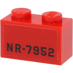 Brick 1 x 2 with Black 'NR-7952' Pattern on Both Sides (Stickers) - Set 40450