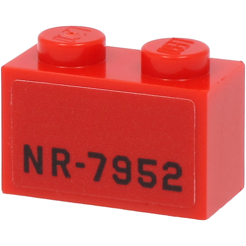 Деталь LEGO 3004pb235 Brick 1 x 2 with Black 'NR-7952' Pattern on Both Sides (Stickers) - Set 40450