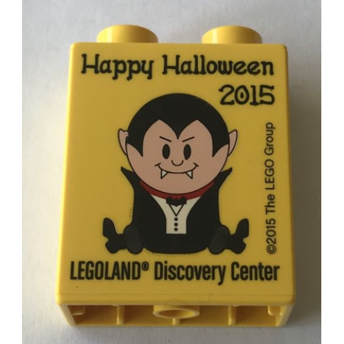 Деталь LEGO 4066pb744 Duplo, Brick 1 x 2 x 2 with Happy Halloween LEGOLAND Discovery Center 2015 Pattern