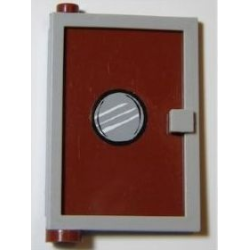 Door 1 x 4 x 5 Left with Reddish Brown Glass with Porthole Pattern (Sticker) - Set 4981 Door 1 x 4 x 5 Left with Reddish Brown Glass with Porthole Pattern (Sticker) - Set 4981