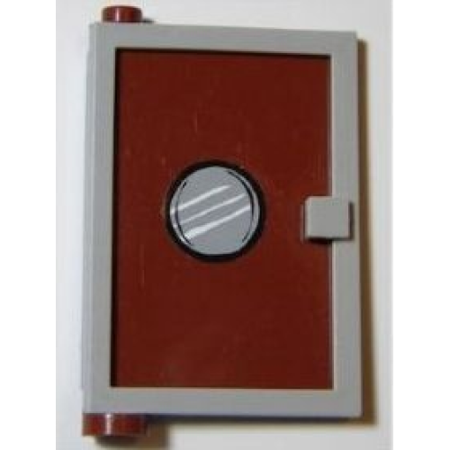 Деталь LEGO 73436c04pb01 Door 1 x 4 x 5 Left with Reddish Brown Glass with Porthole Pattern (Sticker) - Set 4981