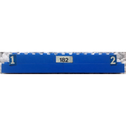 Stickered Assembly 16 x 1 x 2 with White Number 1 and 2 and Black 182 Pattern Model Left Side (Stickers) - Set 182 - 1 Brick 1 x 6, 3 Brick 1 x 8