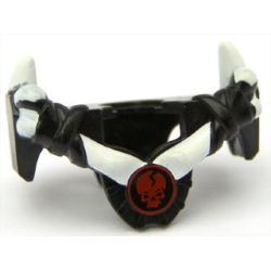 Minifigure Armor Breastplate with Shoulder Spikes White Up and Ninjago Cracked Red Skull Pattern