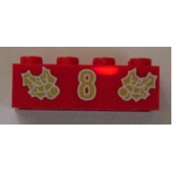 Brick 2 x 4 with Gold Holly and '8' Pattern