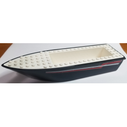 Boat, Hull Unitary 24 x 6 x 3 with Red and White Racing Stripes Pattern on Both Sides (Stickers) - Set 4002