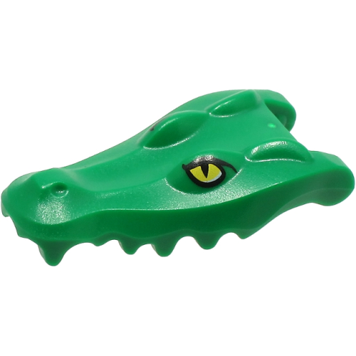 Деталь LEGO 18905pb03 Alligator / Crocodile Head Jaw Upper with Yellow Eyes without White Glints Pattern - Green