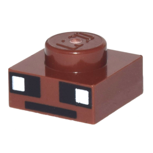 Деталь LEGO 3024pb009 Plate 1 x 1 with White and Black Squares and Black Line Pattern (Minecraft Bat Eyes and Mouth)