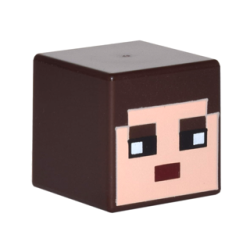 Деталь LEGO 19729pb014 Minifigure, Head, Modified Cube with Pixelated Light Nougat Face, Black Eyes, and Dark Red Mouth Pattern (Minecraft Skin)
