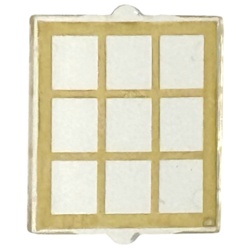 Деталь LEGO 60601pb045 Glass for Window 1 x 2 x 2 Flat Front with Gold Lattice Pattern