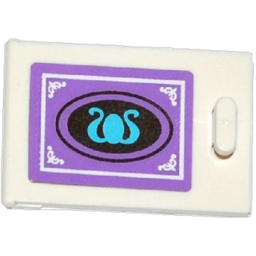 Деталь LEGO 4533pb014 Container, Cupboard 2 x 3 x 2 Door with White Rectangle and White and Medium Blue Swirls Pattern (Sticker) - Set 41054