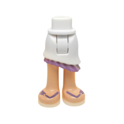 Деталь LEGO 20377c00pb01 Mini Doll Hips and Asymmetric Layered Skirt, Medium Lavender Ruffle, Light Nougat Legs and Medium Lavender Sandals Pattern - Thick Hinge