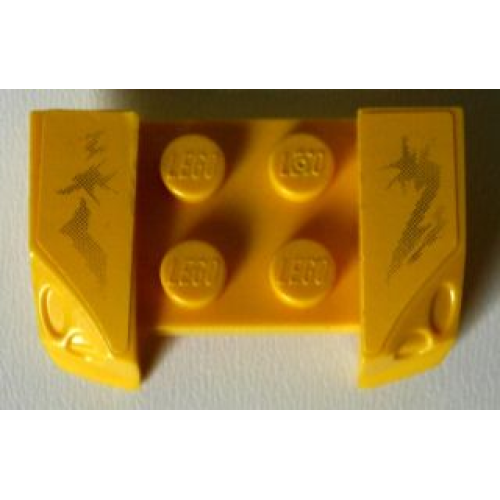 Деталь LEGO 44674pb16 Vehicle, Mudguard 2 x 4 with Headlights Overhang with Black Dirt on Yellow Background Pattern on Both Sides (Stickers) - Set 8134