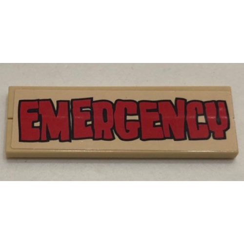 Деталь LEGO BA135pb06 Stickered Assembly 6 x 2 with Red 'EMERGENCY' Pattern (Sticker) - Set 3832 - 2 Tile 1 x 6