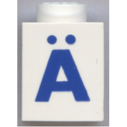 Brick 1 x 1 with Blue Capital Letter A with Diaeresis (Ä) Pattern (Bold Font) Brick 1 x 1 with Blue Capital Letter A with Diaeresis (Ä) Pattern (Bold Font)