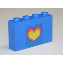 Stickered Assembly 4 x 1 x 2 with Pink and Yellow Heart Pattern (Sticker) - Set 275-1 - 2 Brick 1 x 4 Stickered Assembly 4 x 1 x 2 with Pink and Yellow Heart Pattern (Sticker) - Set 275-1 - 2 Brick 1 x 4