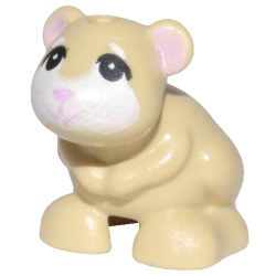 Hamster / Mouse, Friends Style with Black Eyes, Bright Pink Nose, Mouth, and Ears and White Muzzle and Blaze Pattern (Jellybean)