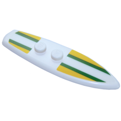 Minifigure, Utensil Surfboard Standard with Yellow and Dark Green Stripes Pattern (Stickers) - Set 40252