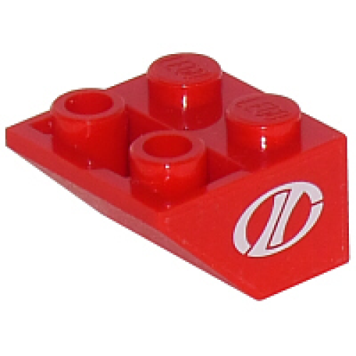 Деталь LEGO 3660pb004 Slope, Inverted 45 2 x 2 with Flat Bottom Pin with White Stylized 'LT' Racing Logo Pattern on Both Sides (Stickers) - Set 8210