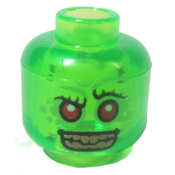 Minifigure, Head Alien with Red Eyes and Silver Teeth Pattern