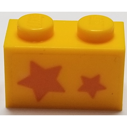 Brick 1 x 2 with Orange Stars, Big Star on Left Side Pattern (Sticker) - Set 40228