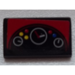 Slope 30 1 x 2 x 2/3 with 3 Gauges and Blue, Red and Yellow Buttons Pattern (Sticker) - Set 75876