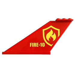Tail 12 x 2 x 5 with Yellow and Red Fire Logo Badge and Yellow 'FIRE-10' Pattern on Both Sides (Stickers) - Set 60217 Tail 12 x 2 x 5 with Yellow and Red Fire Logo Badge and Yellow 'FIRE-10' Pattern on Both Sides (Stickers) - Set 60217