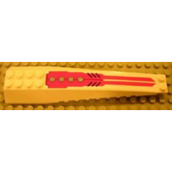 Wedge 16 x 4 Triple Curved with Reinforcements with Four Silver Slotted Round Ports and Symmetrical Grille on Red Background Pattern (Sticker) - Set 8106