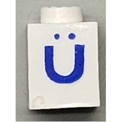 Brick 1 x 1 with Blue Capital Letter U with Diaeresis (Ü) Pattern (Serif Font)