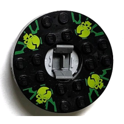Turntable 6 x 6 x 1 1/3 Round Base with Black Top with Lime Skulls on Green Pattern (Ninjago Spinner) Turntable 6 x 6 x 1 1/3 Round Base with Black Top with Lime Skulls on Green Pattern (Ninjago Spinner)