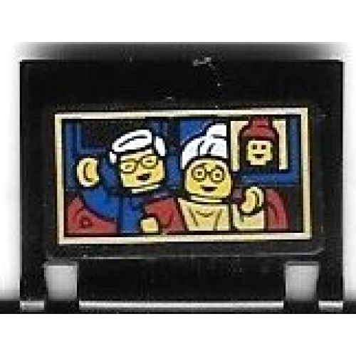 Деталь LEGO 24093pb061 Minifigure, Utensil Book Cover with 3 Minifigures on Video Call Screen Pattern (Sticker) - Set 80111