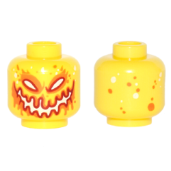 Minifigure, Head Alien Lava Monster with White, Red, and Orange Eyes and Smile, Dots on Back Pattern