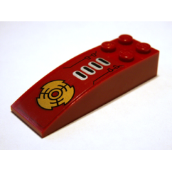 Slope, Curved 6 x 2 with 4 Black / Silver Bars and Gold Disk Pattern (Sticker) - Set 8102 Slope, Curved 6 x 2 with 4 Black / Silver Bars and Gold Disk Pattern (Sticker) - Set 8102