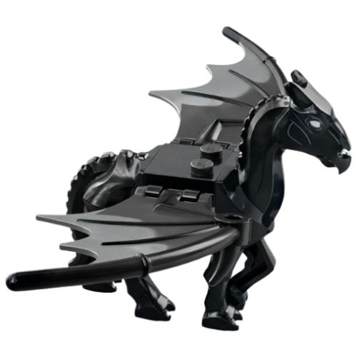 Деталь LEGO thestral03 Horse, Skeletal with Marbled Dark Bluish Gray Wings and White Eyes Pattern (HP Thestral)