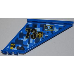 Tail 12 x 2 x 5 with Filler Cap, Black Number 73, and Yellow 'OPEN' and Arrow Pattern Model Left (Sticker) - Set 7067 Tail 12 x 2 x 5 with Filler Cap, Black Number 73, and Yellow 'OPEN' and Arrow Pattern Model Left (Sticker) - Set 7067