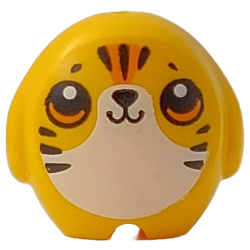 Minifigure, Utensil Pillow Plush Toy with Tiger with Black Nose, Mouth and Stripes, Orange Eyes and Forehead, White Stomach Pattern