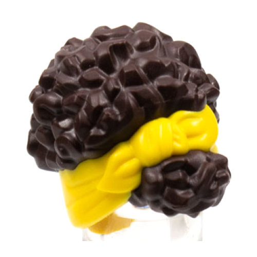 Деталь LEGO 79984pb01 Mini Doll, Hair Coiled, Pulled Up with Molded Yellow Head Wrap Pattern